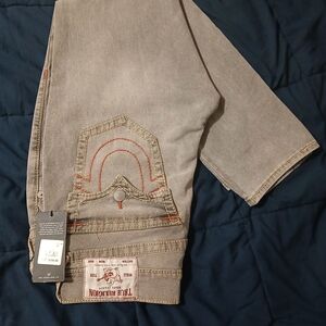 True Religion Men's Light Gray Relaxed Jeans